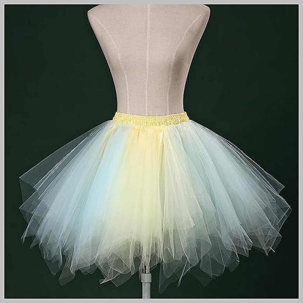 Women's Short Vintage Ballet Skirt Baby Blue and Yellow - Picture 1 of 4